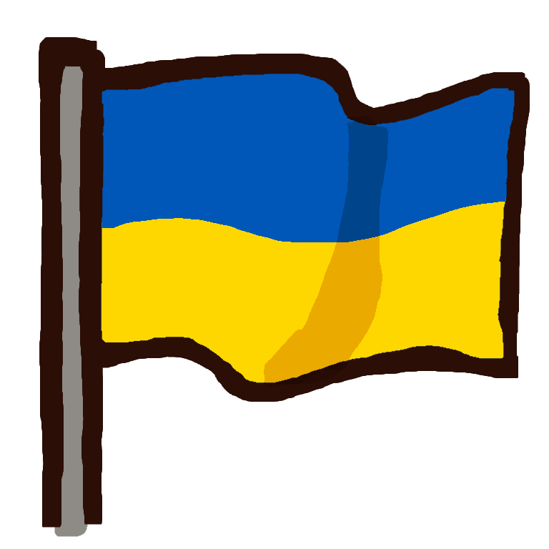 the flag of Ukraine, on a flagpole.